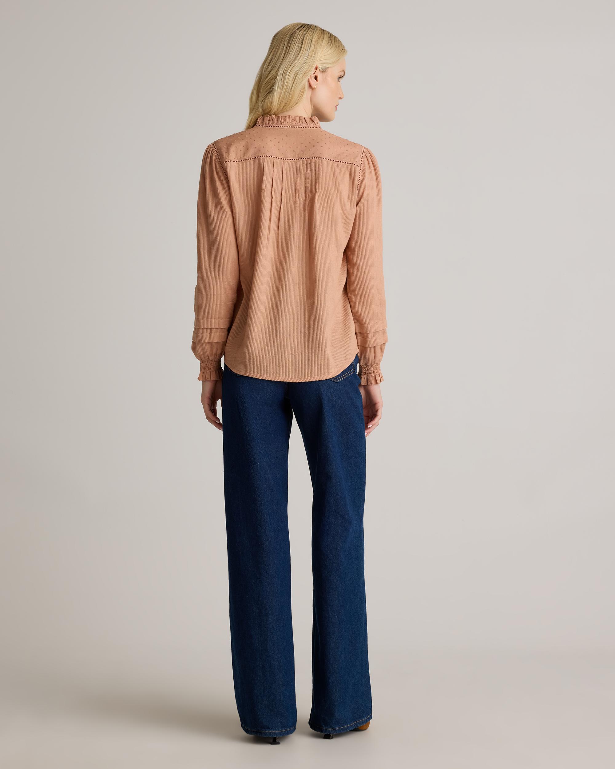 Quince | Women's Organic Textured Cotton Peasant Blouse Organic Cotton Product Image