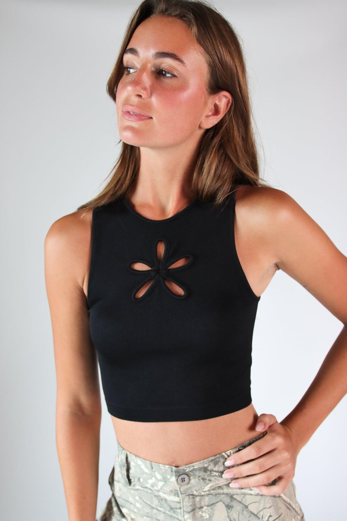 Flower Cut Out Seamless Tank Top Product Image