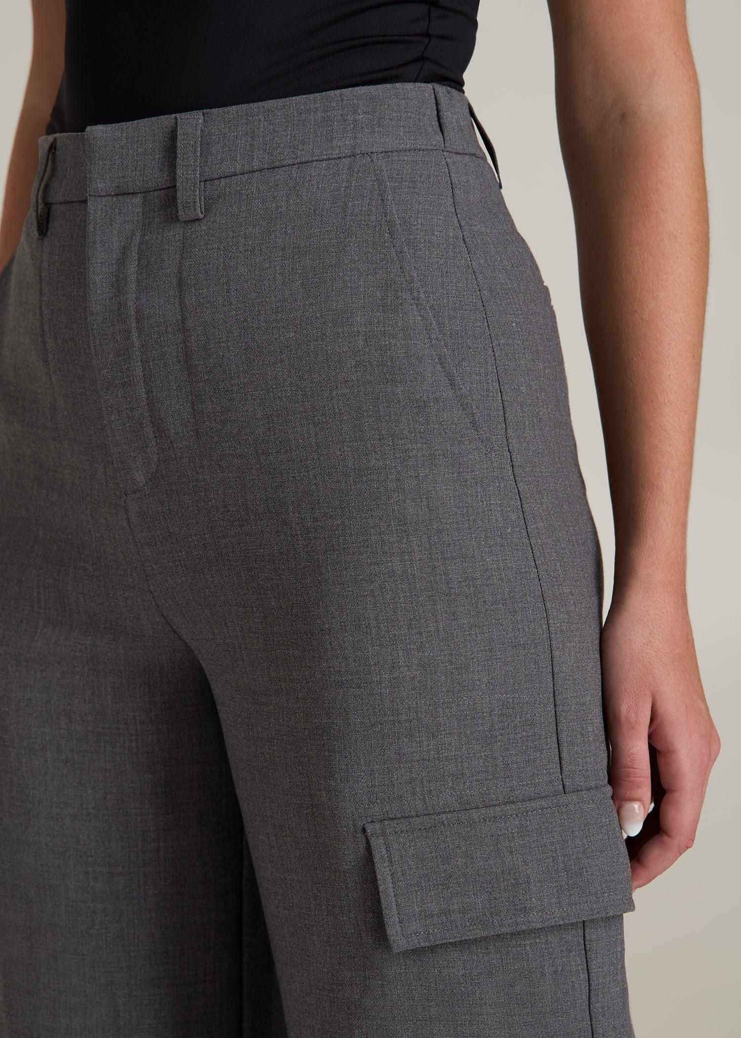 Cargo Wide Leg Dress Pants for Tall Women in Graphic Charcoal Product Image