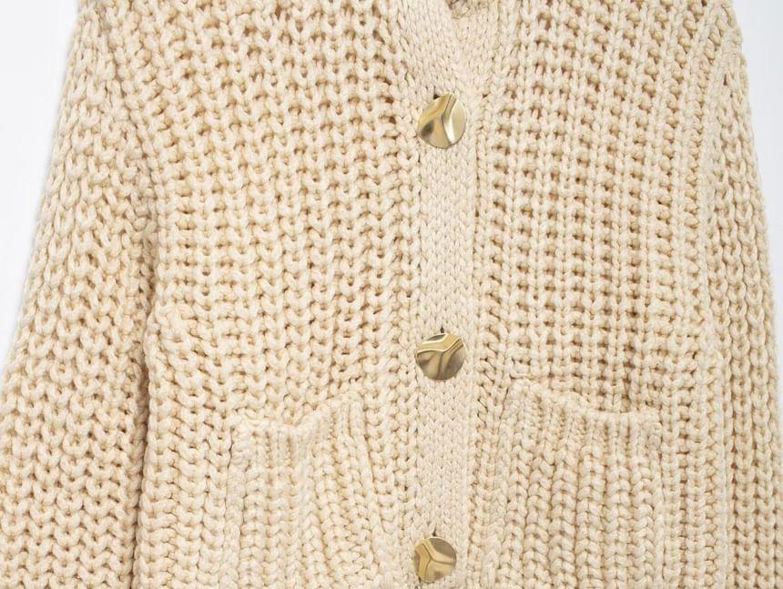 Plain Pocket Detail Chunky Knit Cardigan Product Image