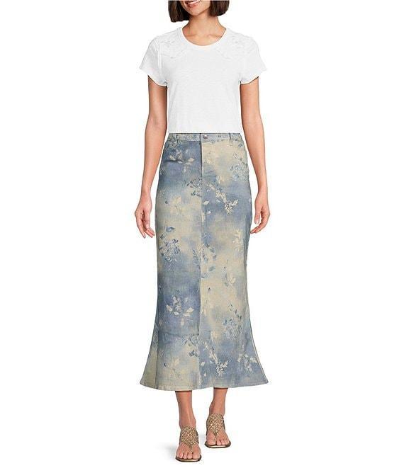 Reba Twill Antique Floral Print Skirt Product Image