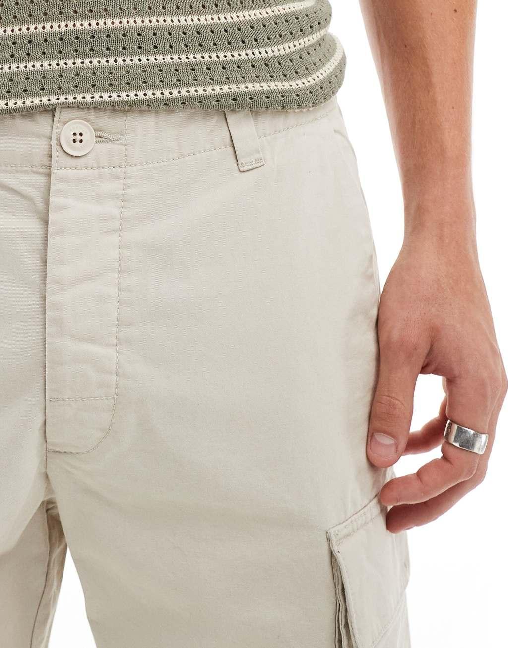 French Connection cargo shorts in stone Product Image