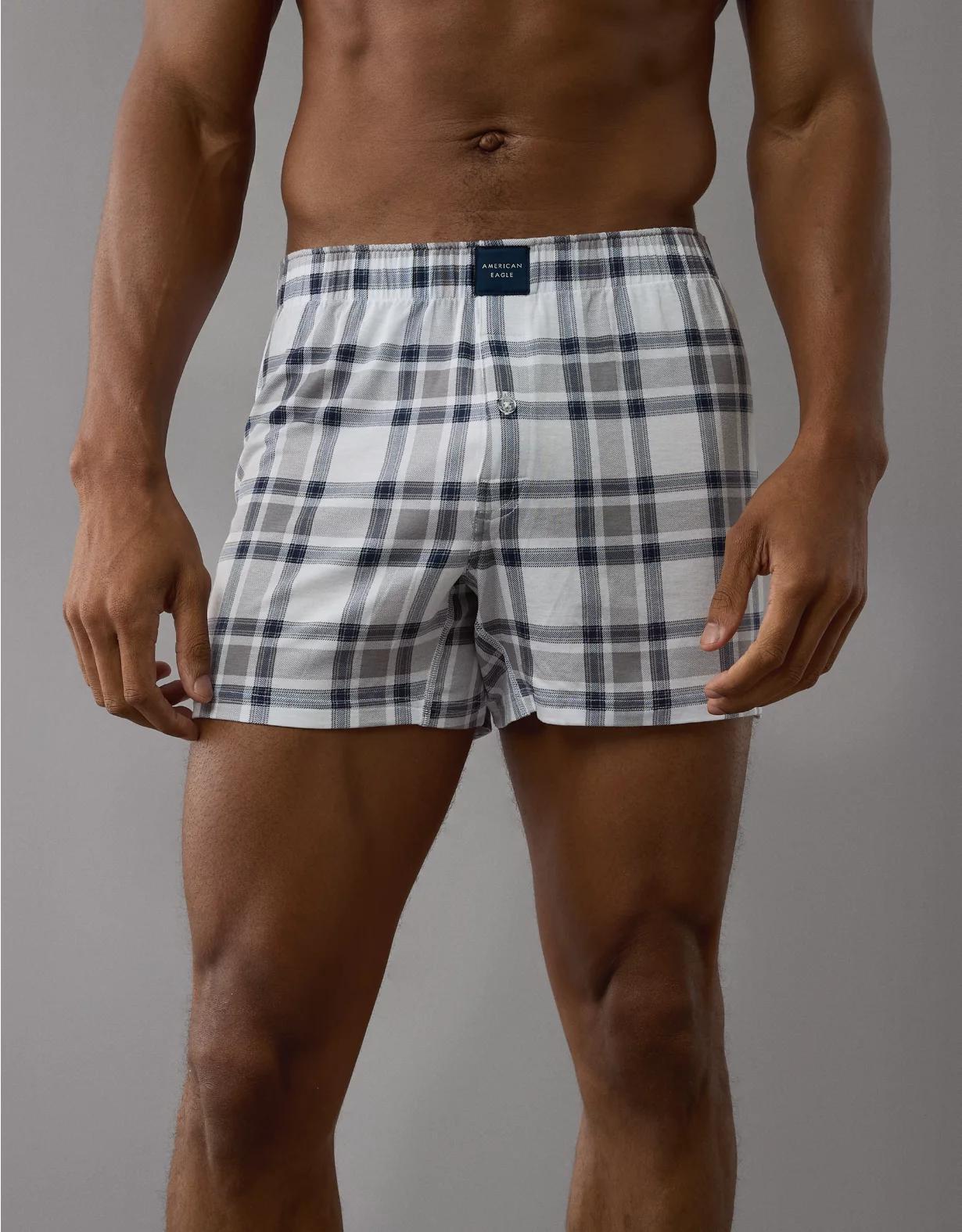 AEO Men's Plaid Slim Knit Ultra Soft Boxer Short Product Image