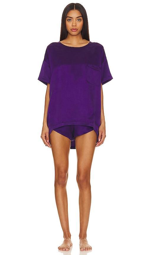 Womens Washable Silk Tee 2-Piece Pajama Set Product Image