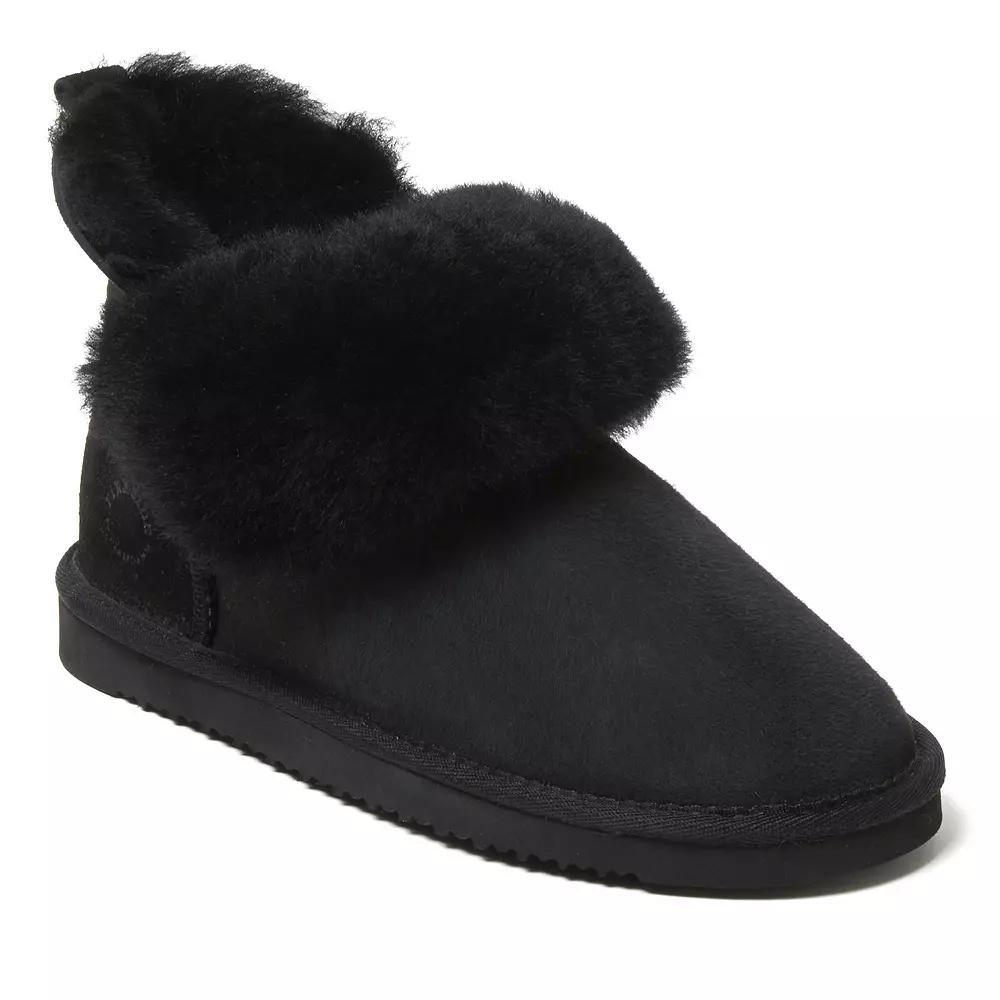 Fireside By Dearfoams Perth Wool-Lined Foldover Women's Boot Slippers, Size: 11, Black Product Image
