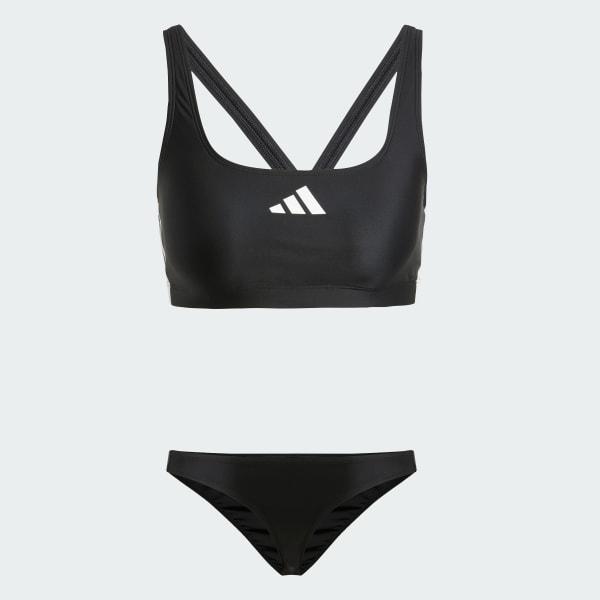adidas 3-Stripes V-Back Bikini Black 10 Womens Product Image
