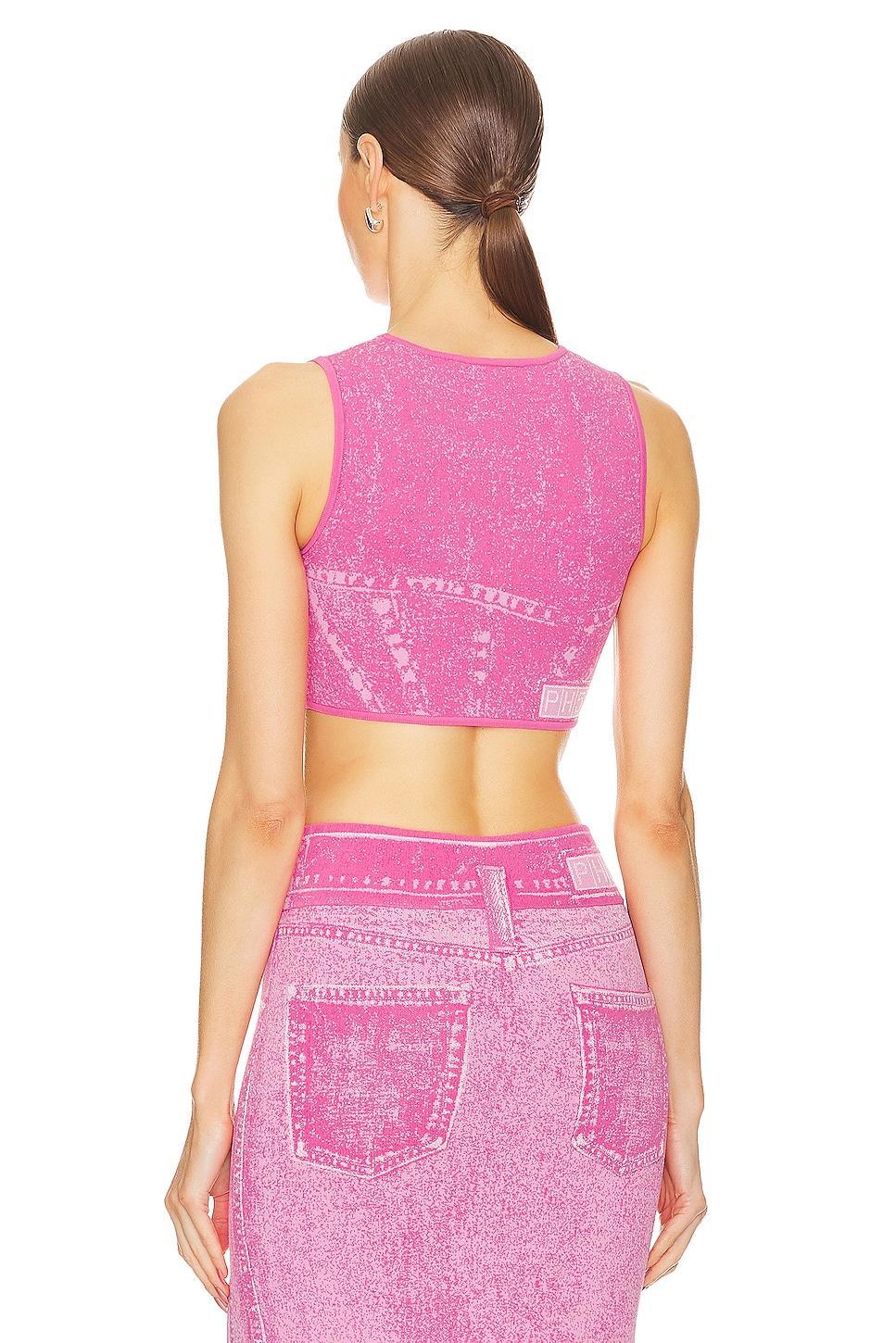 Lillian Denim Print Crop Top PH5 Product Image