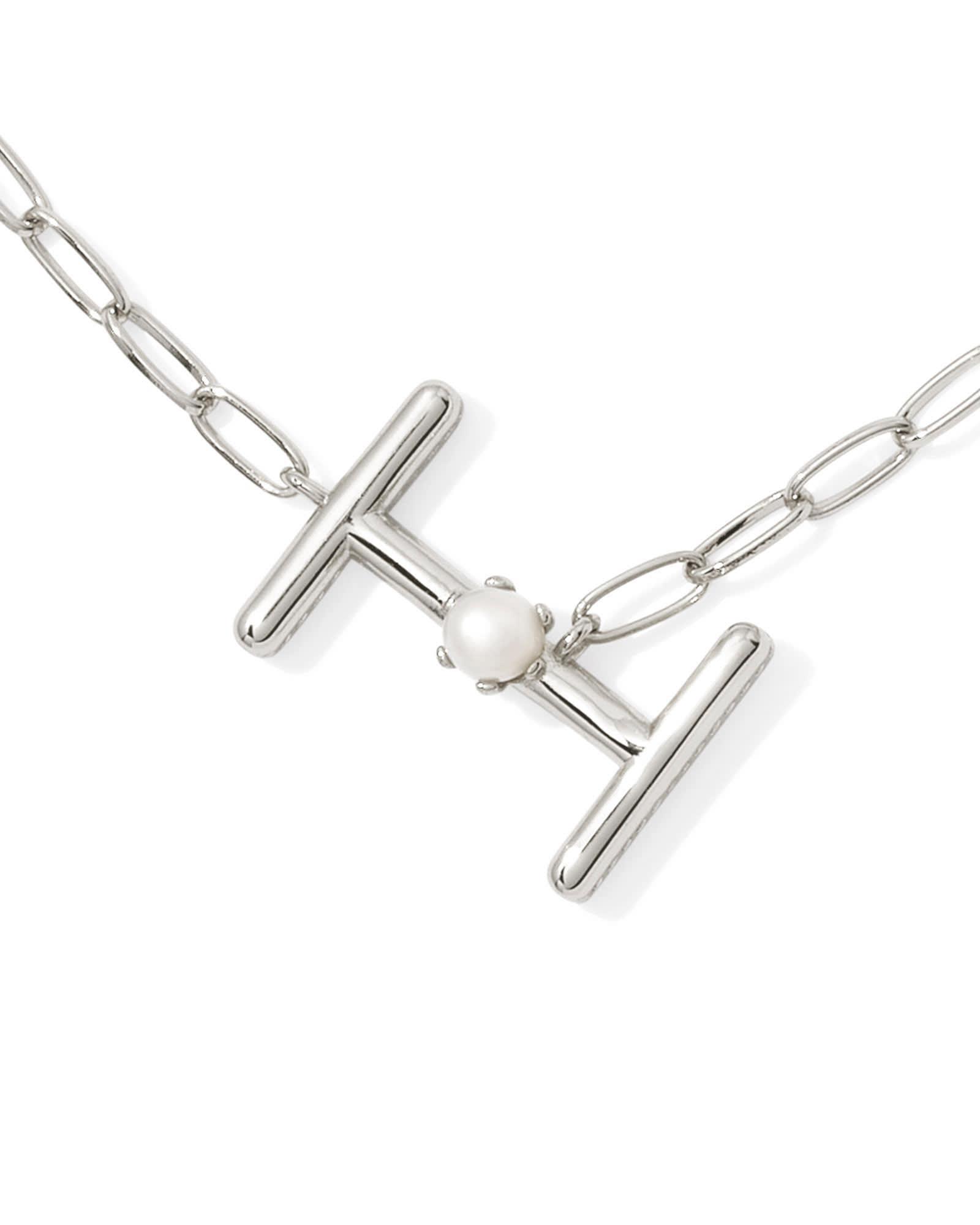 Pearl Silver Letter X Short Pendant Necklace in Freshwater Cultured Pearl Product Image