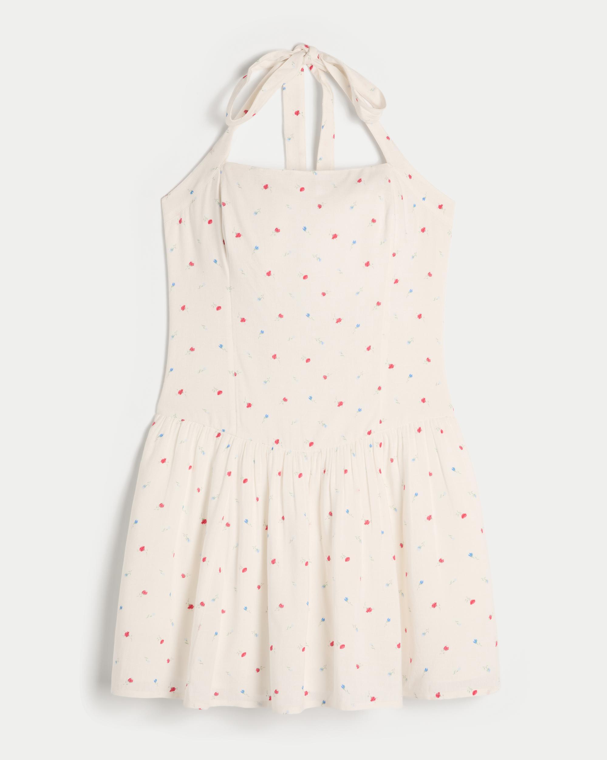 Drop Waist Halter Mini Dress Product Image