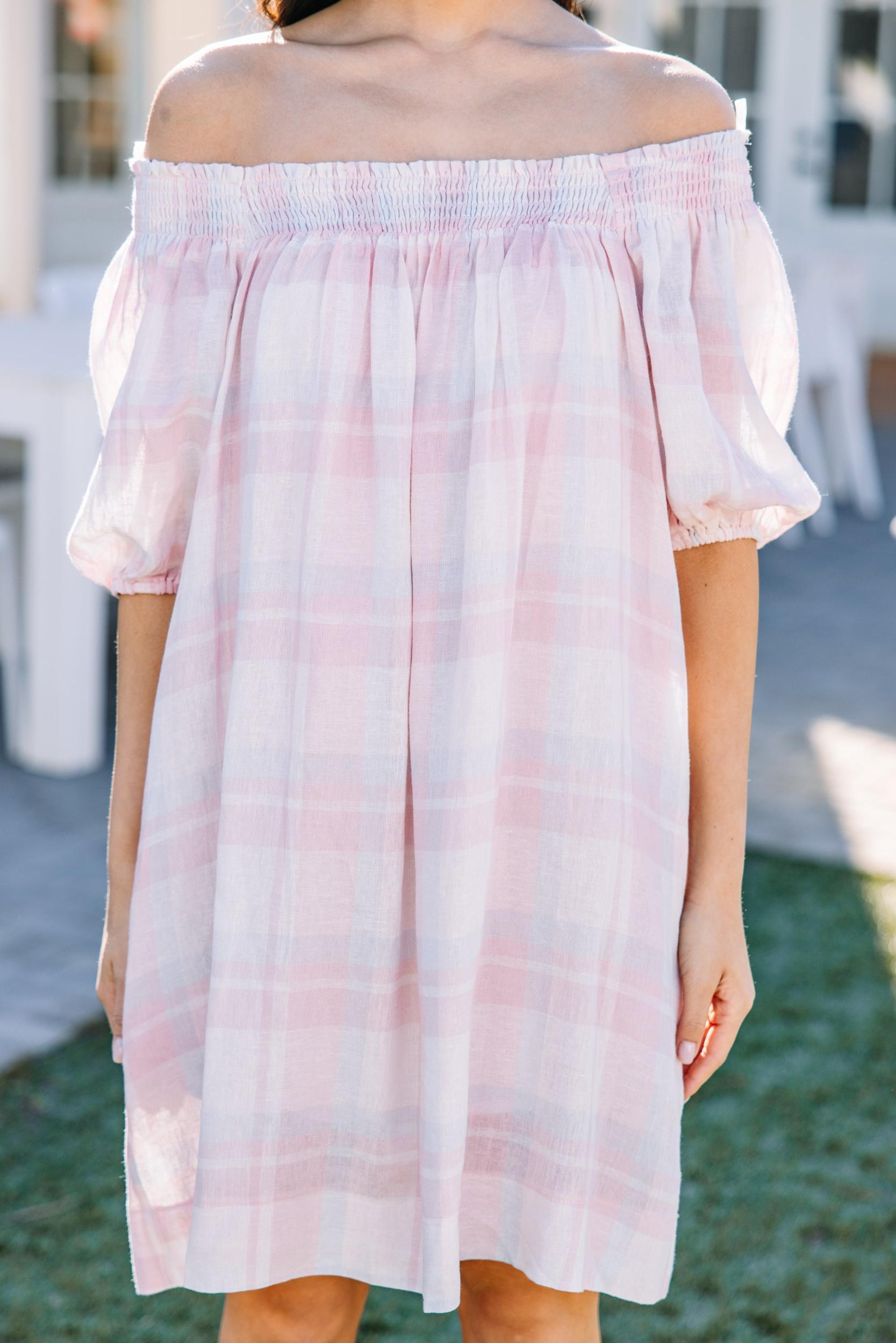 Feeling So Special Pink Plaid Babydoll Dress Female Product Image