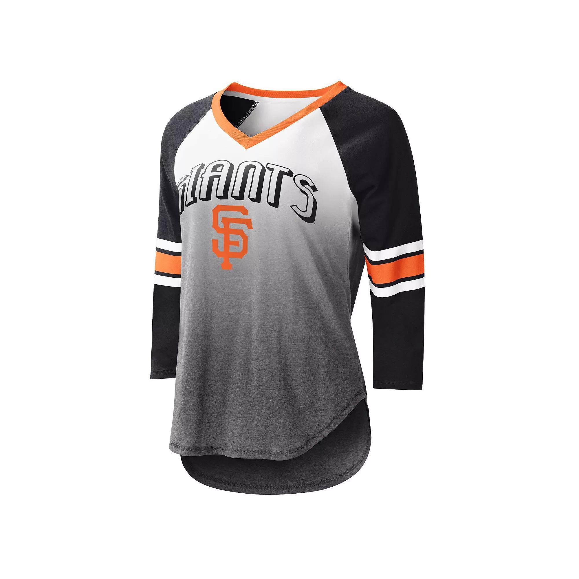 Women's G-III 4Her by Carl Banks White/Black San Francisco Giants Lead-Off Raglan 3/4-Sleeve V-Neck T-Shirt, Size: Small Product Image