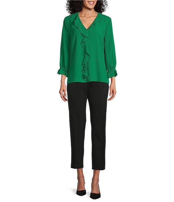 Investments Riley Woven Cascading Ruffle V-Neck 3/4 Sleeve Top Product Image