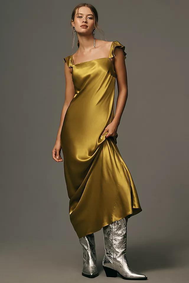 By Anthropologie Flutter-Sleeve Square-Neck Maxi Dress Product Image