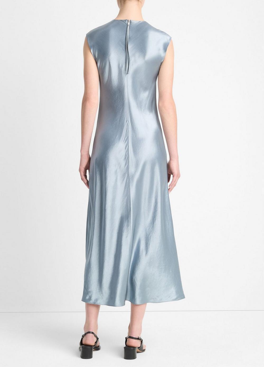 Womens Satin Bias Cap-Sleeve Dress, Harbor, Size L Vince Product Image