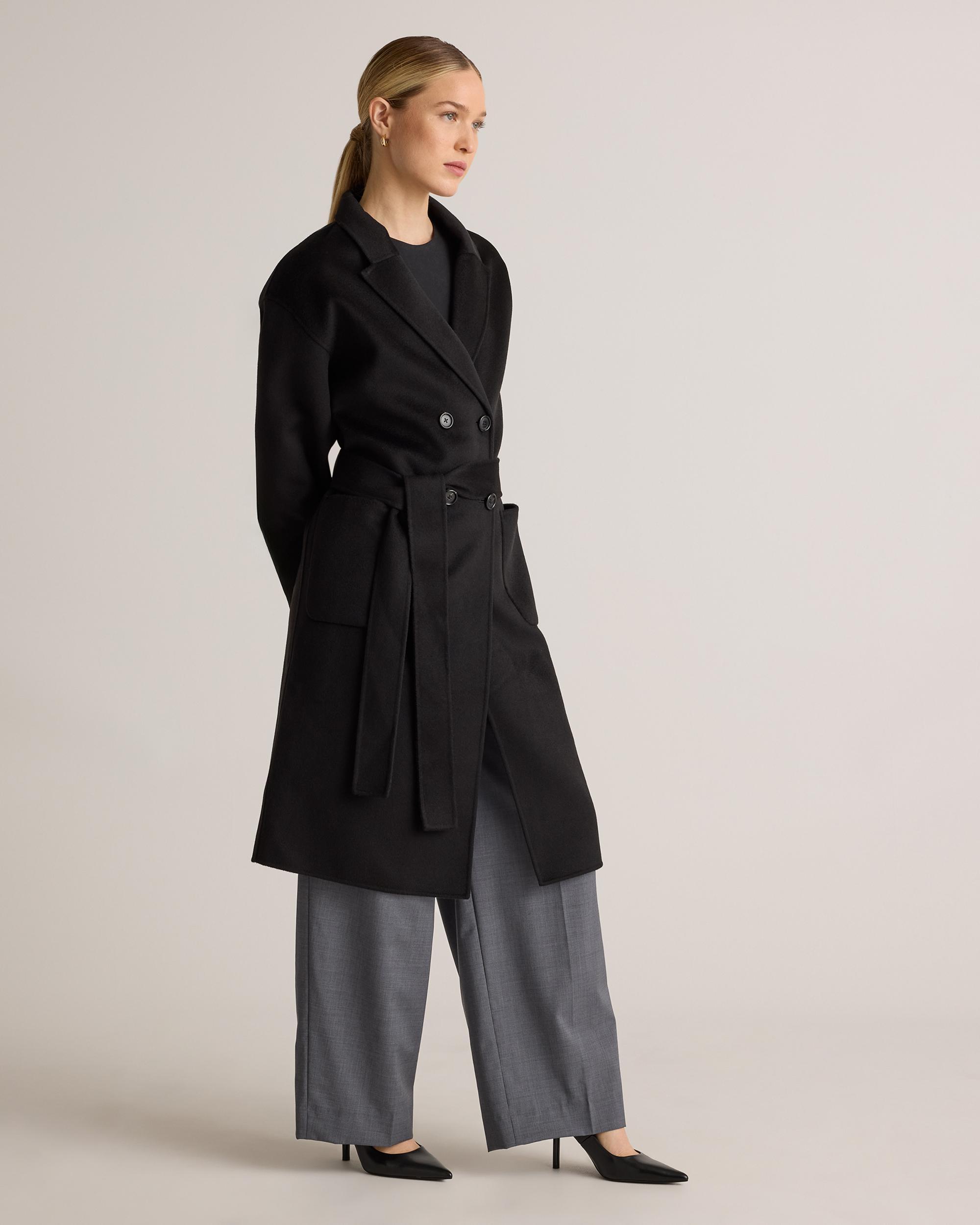 Quince | Women's 100% Mongolian Cashmere Double-Faced Double-Breasted Wrap Coat Size XL Product Image