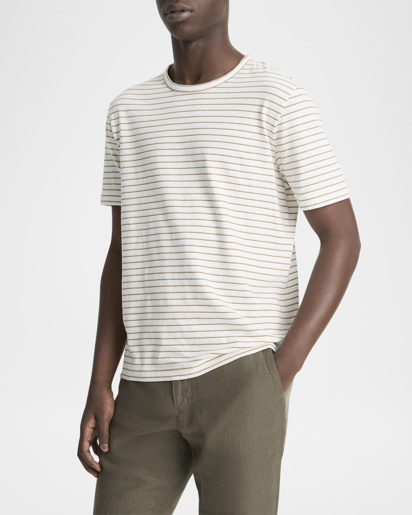 Men's Linen and Cotton Pinstripe Crewneck T-Shirt Product Image