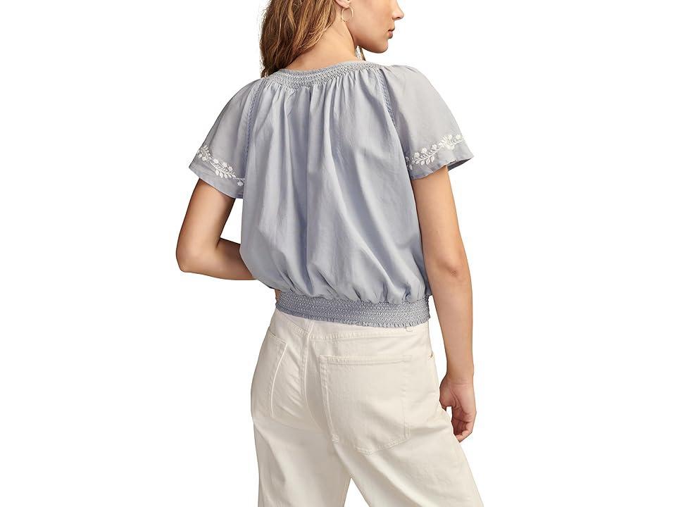 Lucky Brand Flutter Sleeve Top (Brunnera ) Women's Clothing Product Image