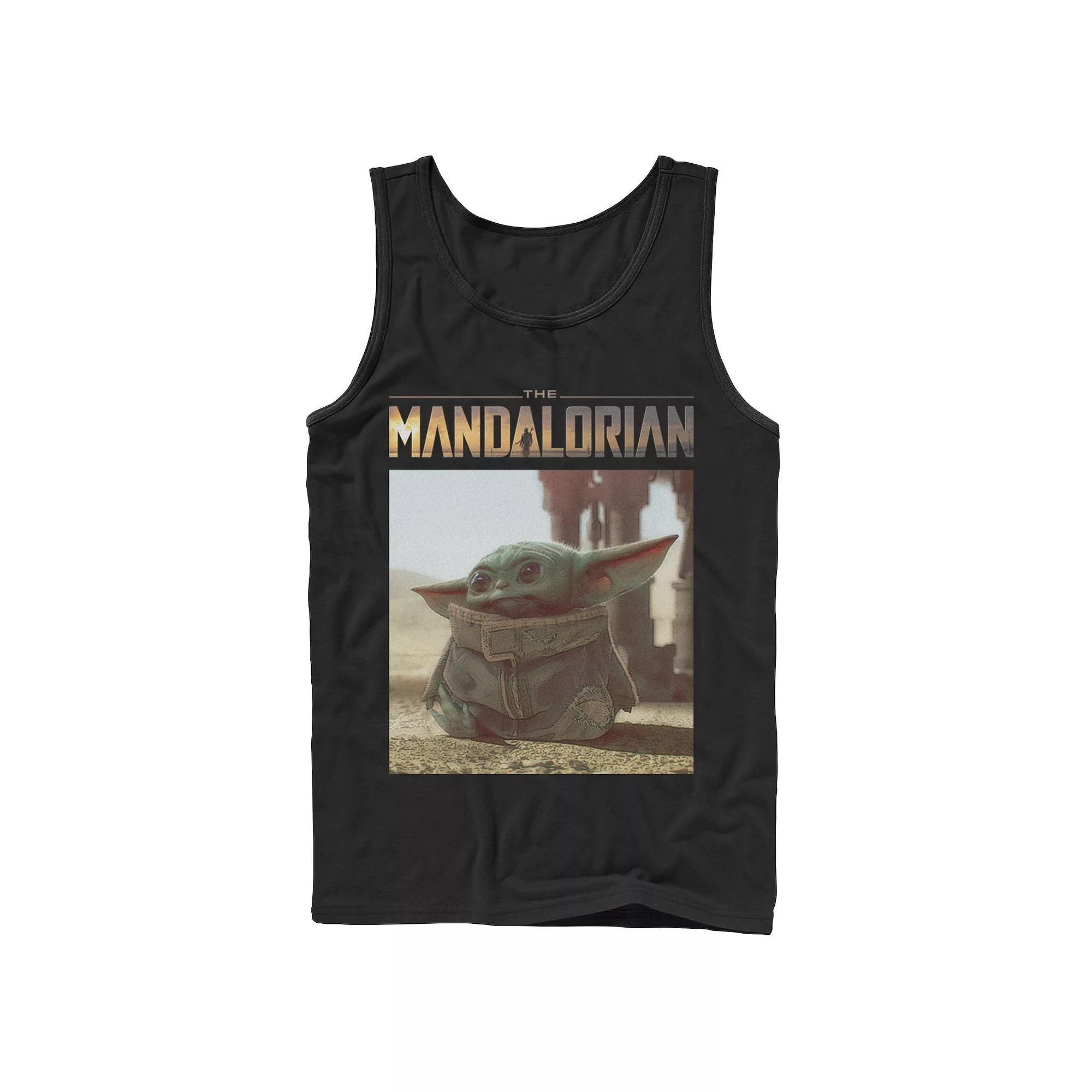 Men's Star Wars The Mandalorian The Child aka Baby Yoda Portrait Logo Tank Top, Size: Small, Blue Product Image