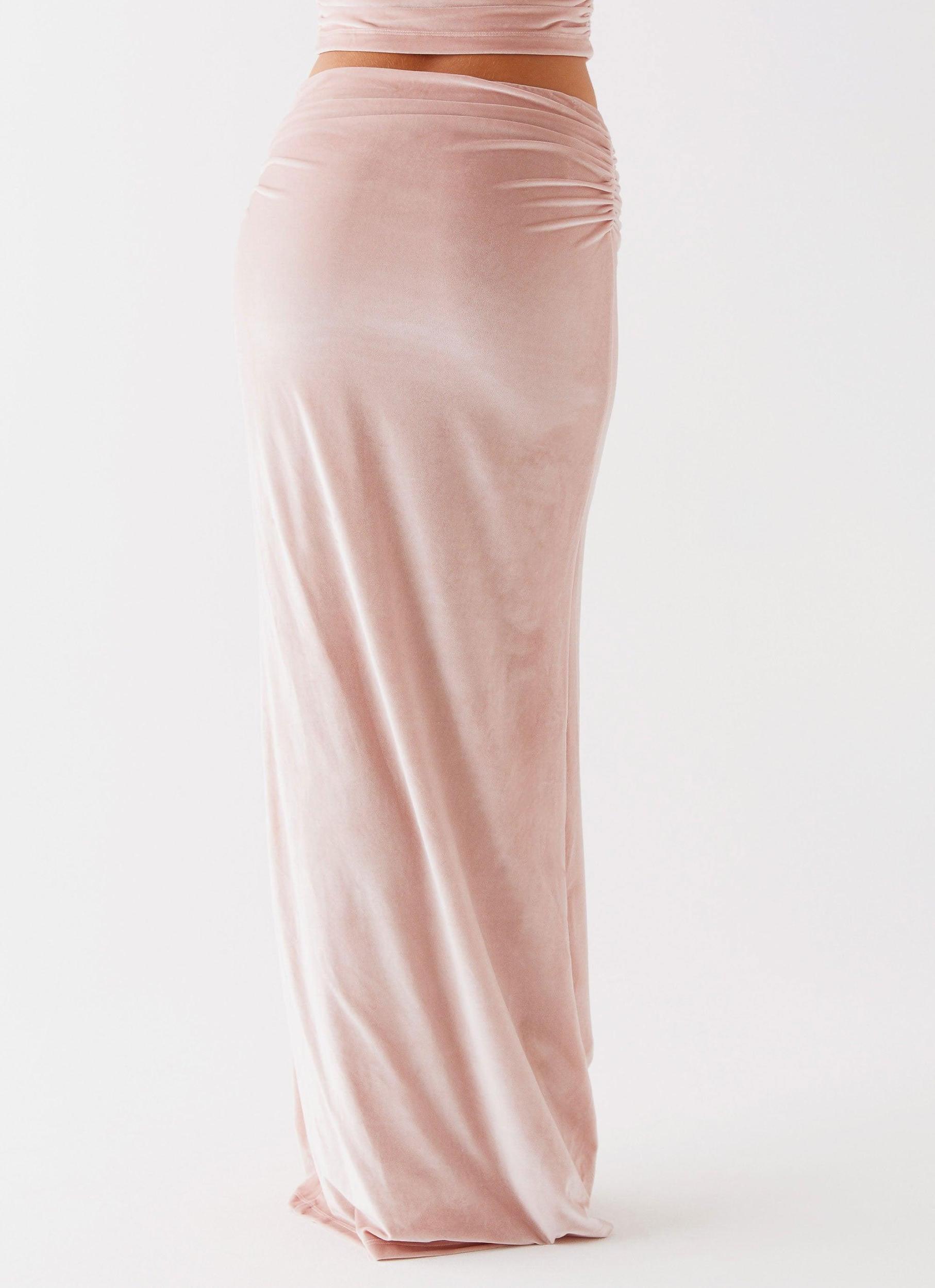 Josie Velvet Maxi Skirt - Pink Product Image