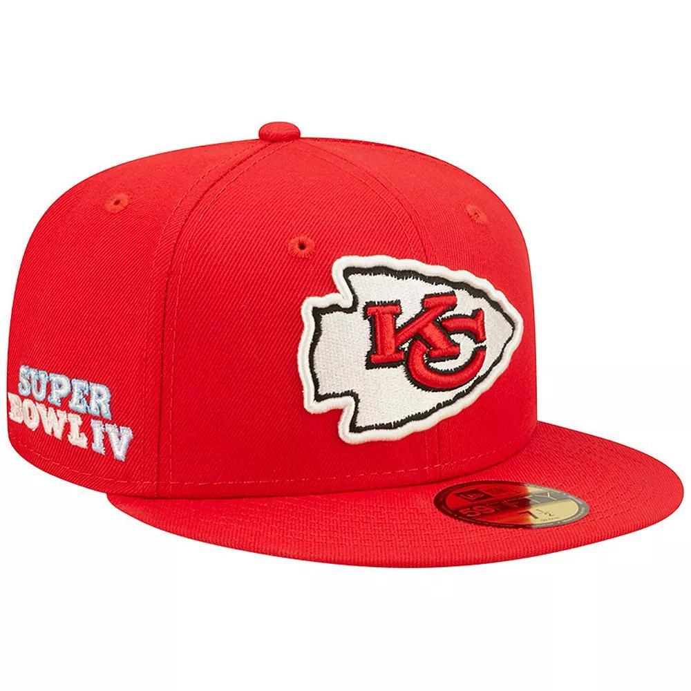 Men's New Era Red Kansas City Chiefs Super Bowl IV Pop Sweat 59FIFTY Fitted Hat, Size: 7 7/8 Product Image