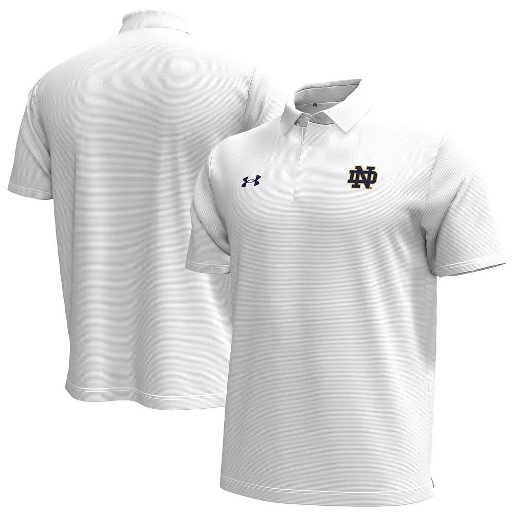 Men's Under Armour White Notre Dame Fighting Irish Playoff Chest Stripe Performance Polo, Size: Medium Product Image