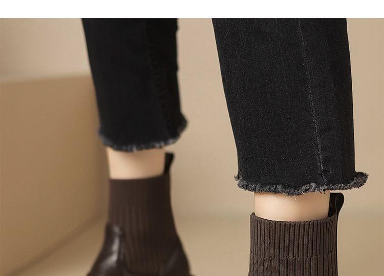 Platform Panel Knit Short Sock Boots Product Image