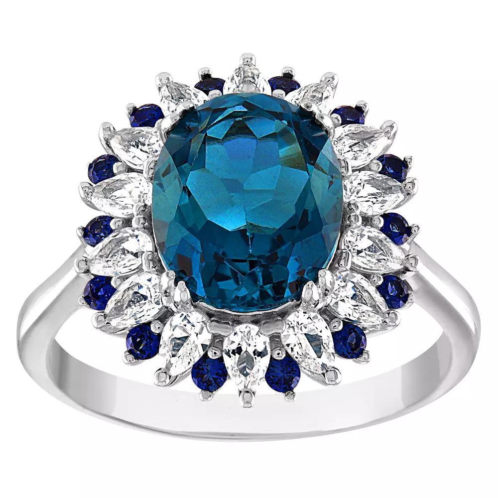 Designs by Gioelli Sterling Silver London Blue Topaz & Lab-Created Sapphire Ring, Womens Product Image