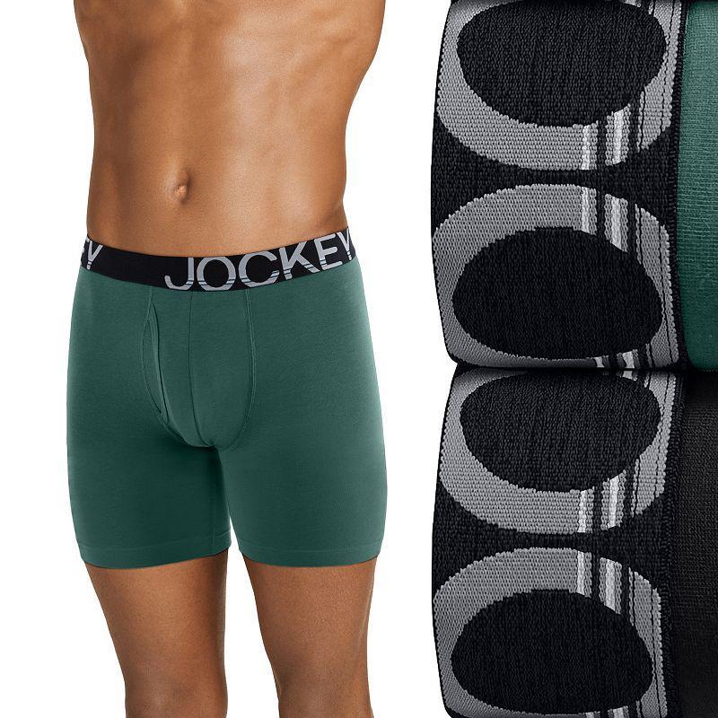 Big & Tall Jockey® ActiveStretch™ Midway® 2-pk. Long Leg 7" Boxer Briefs, Men's, Size: 4XL, Cactus Green Team Product Image