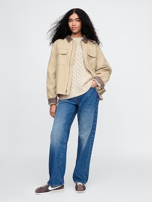 Oversized Mixed Cable-Knit Sweater Product Image