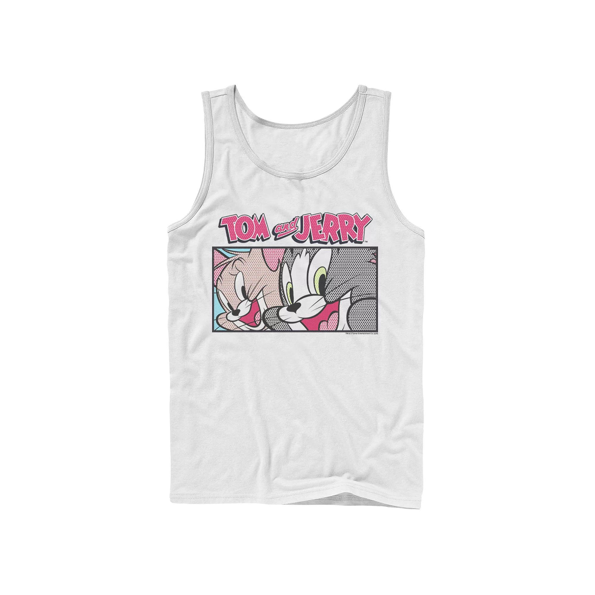 Mens Tom And Jerry Comic Panel Tank Top, Men's, Size: Large, White Product Image