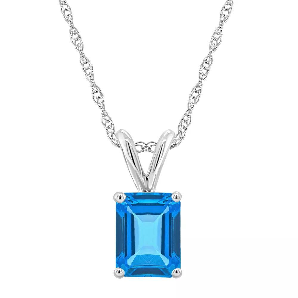 Celebration Gems 14k Gold Emerald Cut Blue Topaz Pendant Necklace, Women's, Size: 18" Product Image