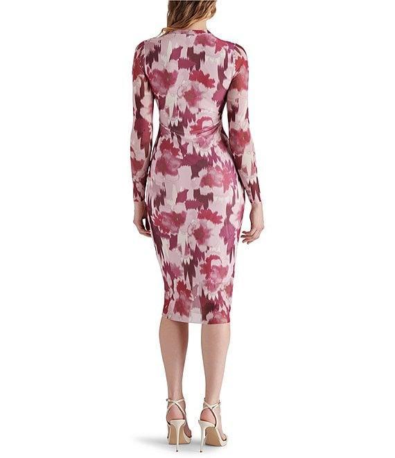 Steve Madden Hailee Floral Printed Mesh Crew Neck Long Sleeve Dress Product Image