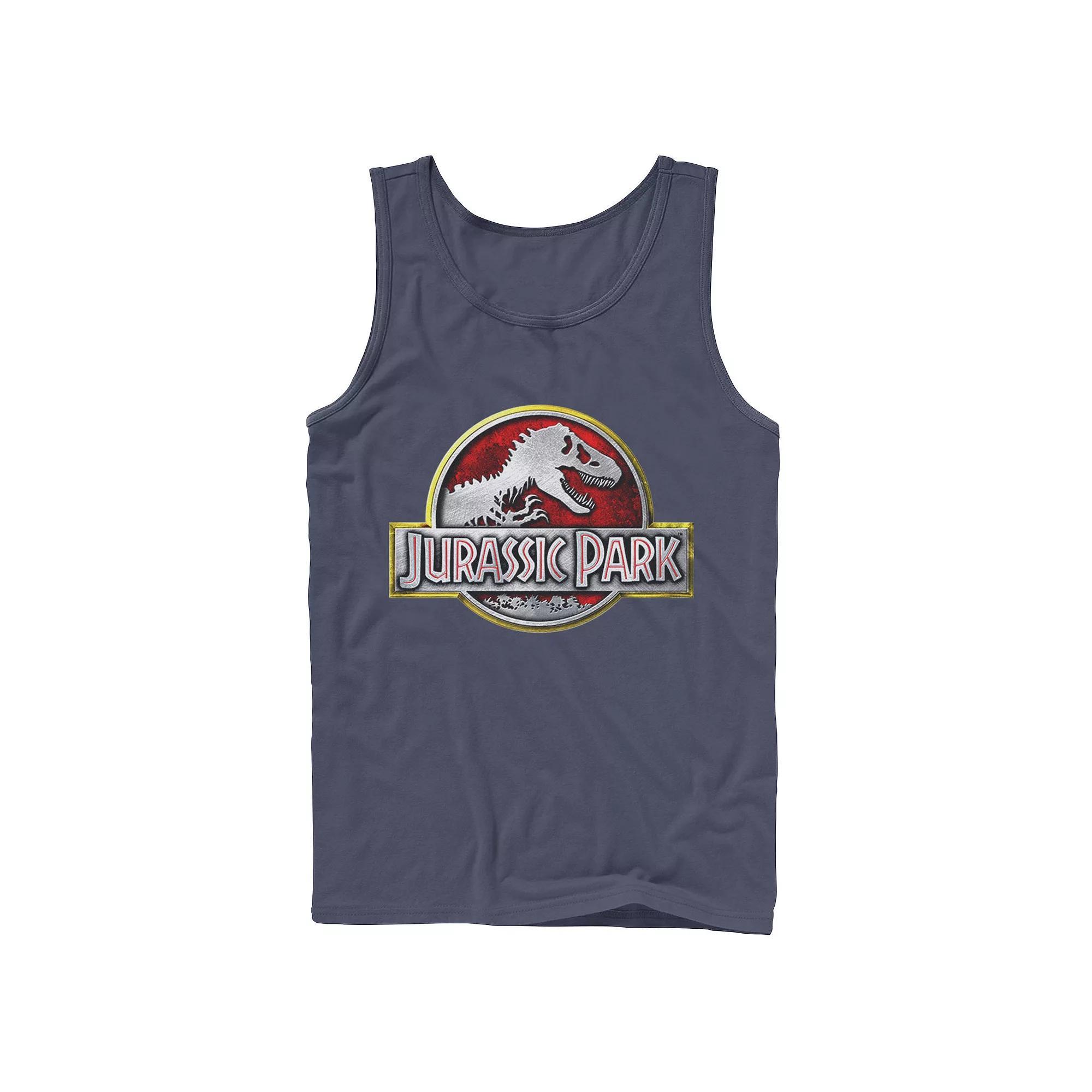Men's Jurassic Park Chrome Logo Tank Top, Size: Small, Blue Product Image