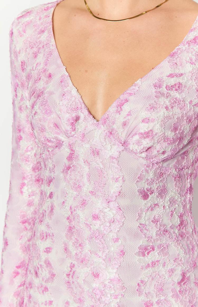 Zach Pink Long Sleeve Maxi Dress Product Image