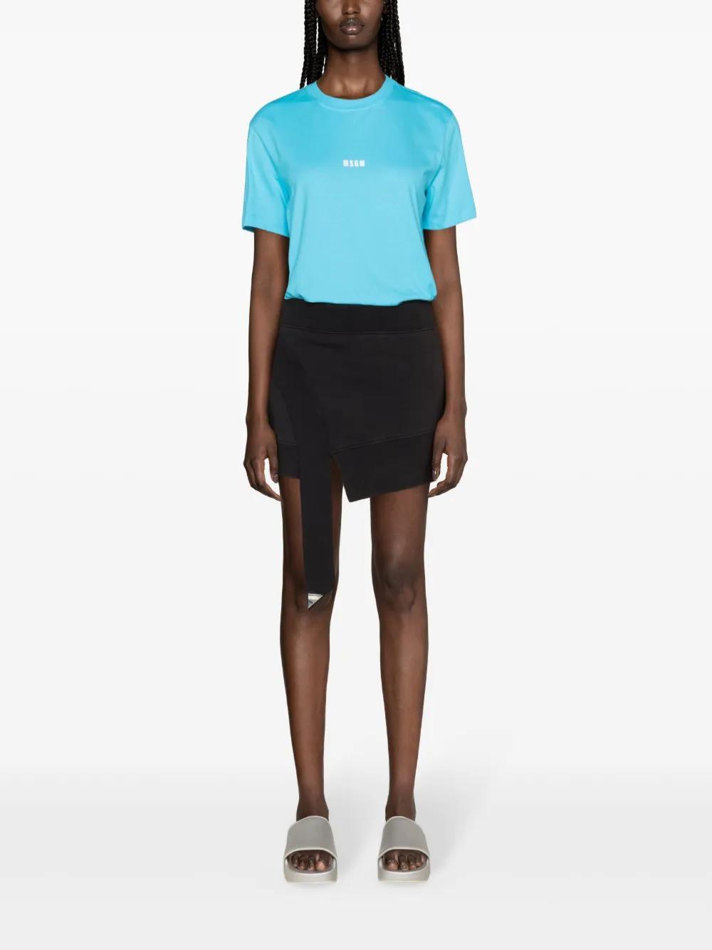 MSGM Logo-print Cotton T-shirt In Blue Product Image