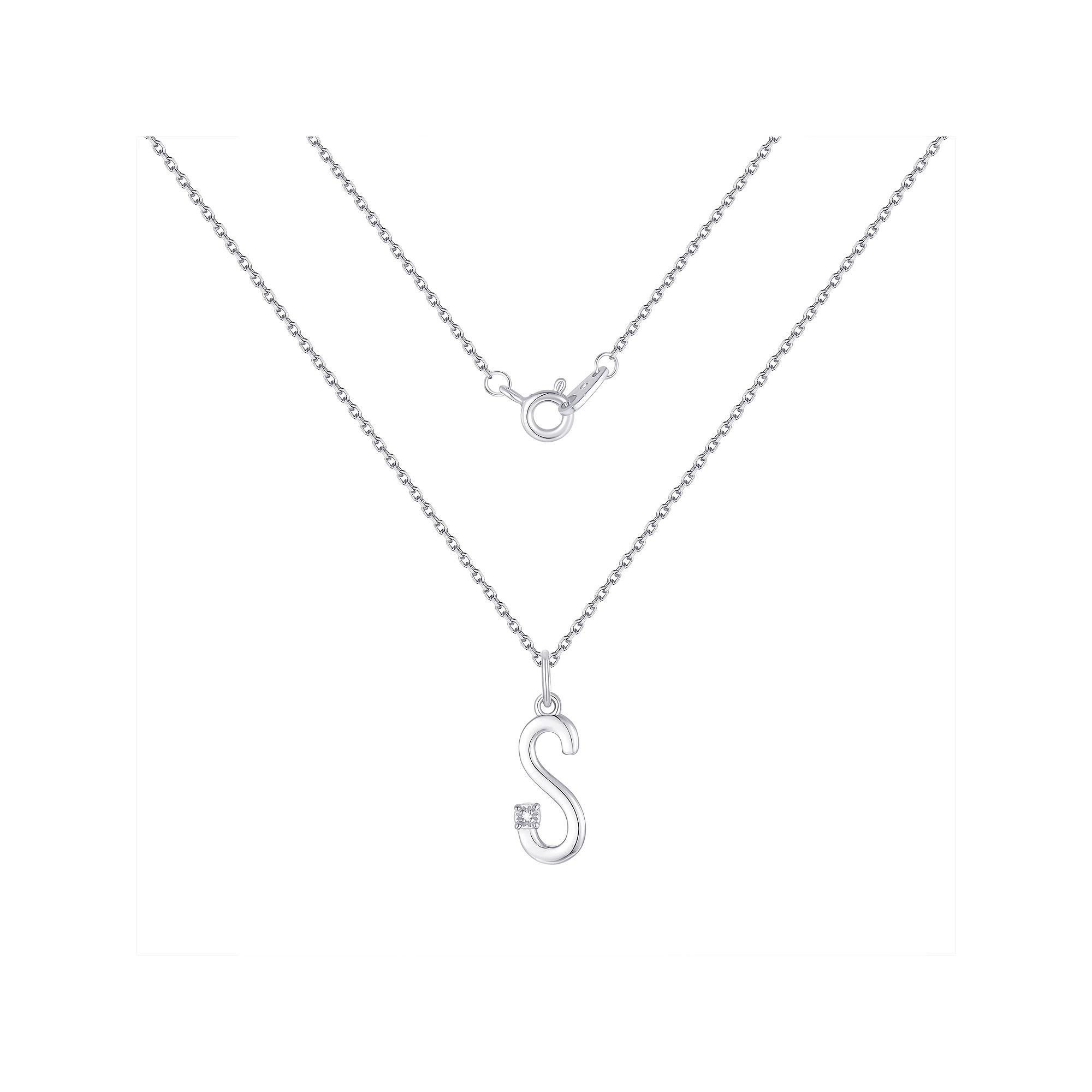 Forever Radiant Diamond Accent Initial Pendant Necklace, Womens Silver Tone S Product Image