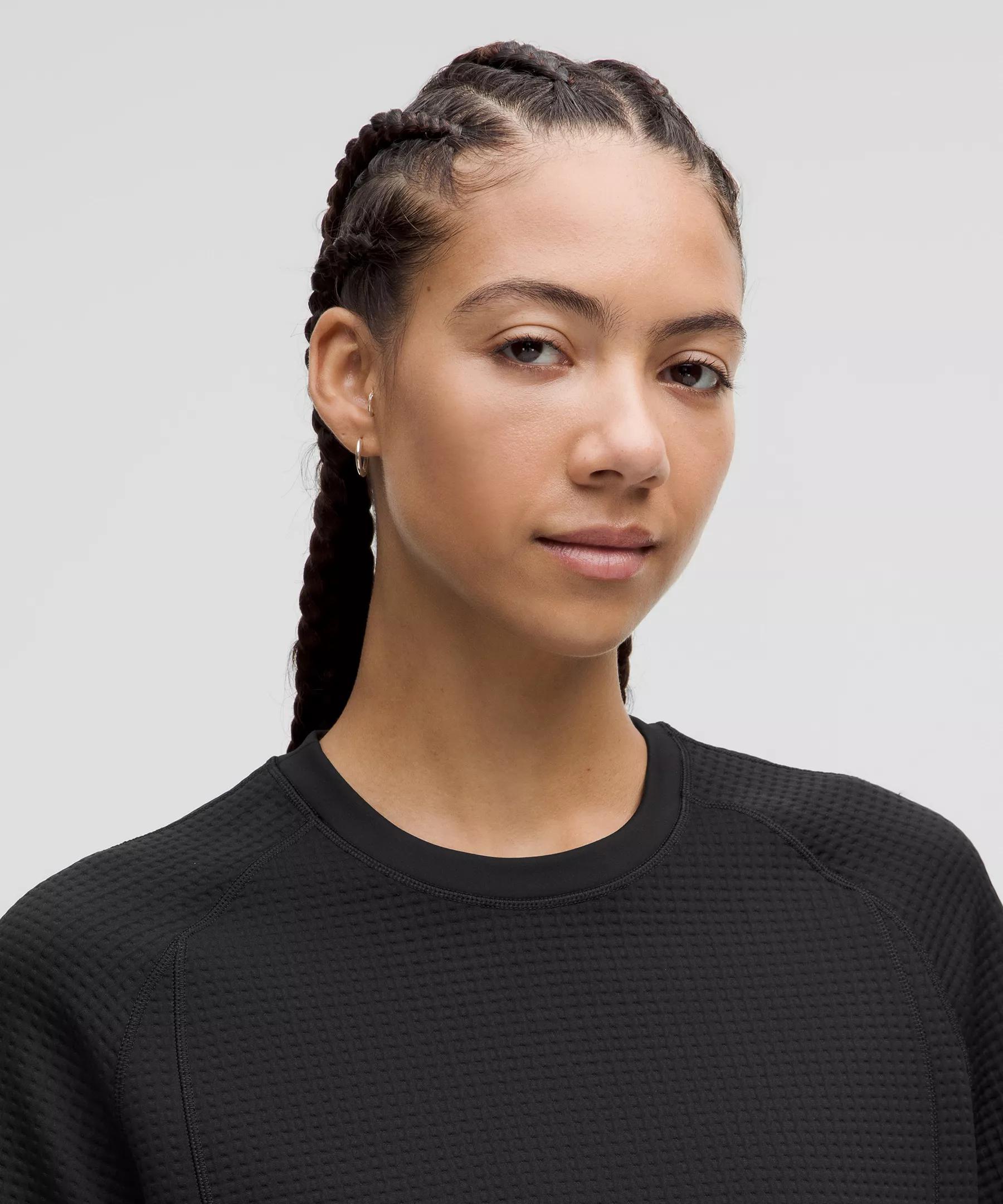 Waffle-Knit Crewneck Long-Sleeve Shirt Product Image