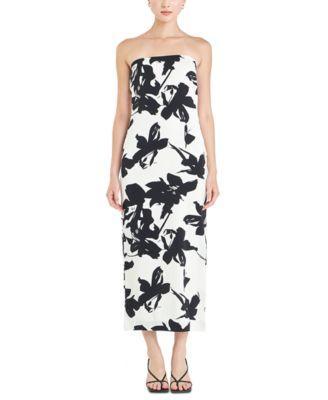 endless rose Womens Printed Strapless Maxi Dress - Cream Product Image