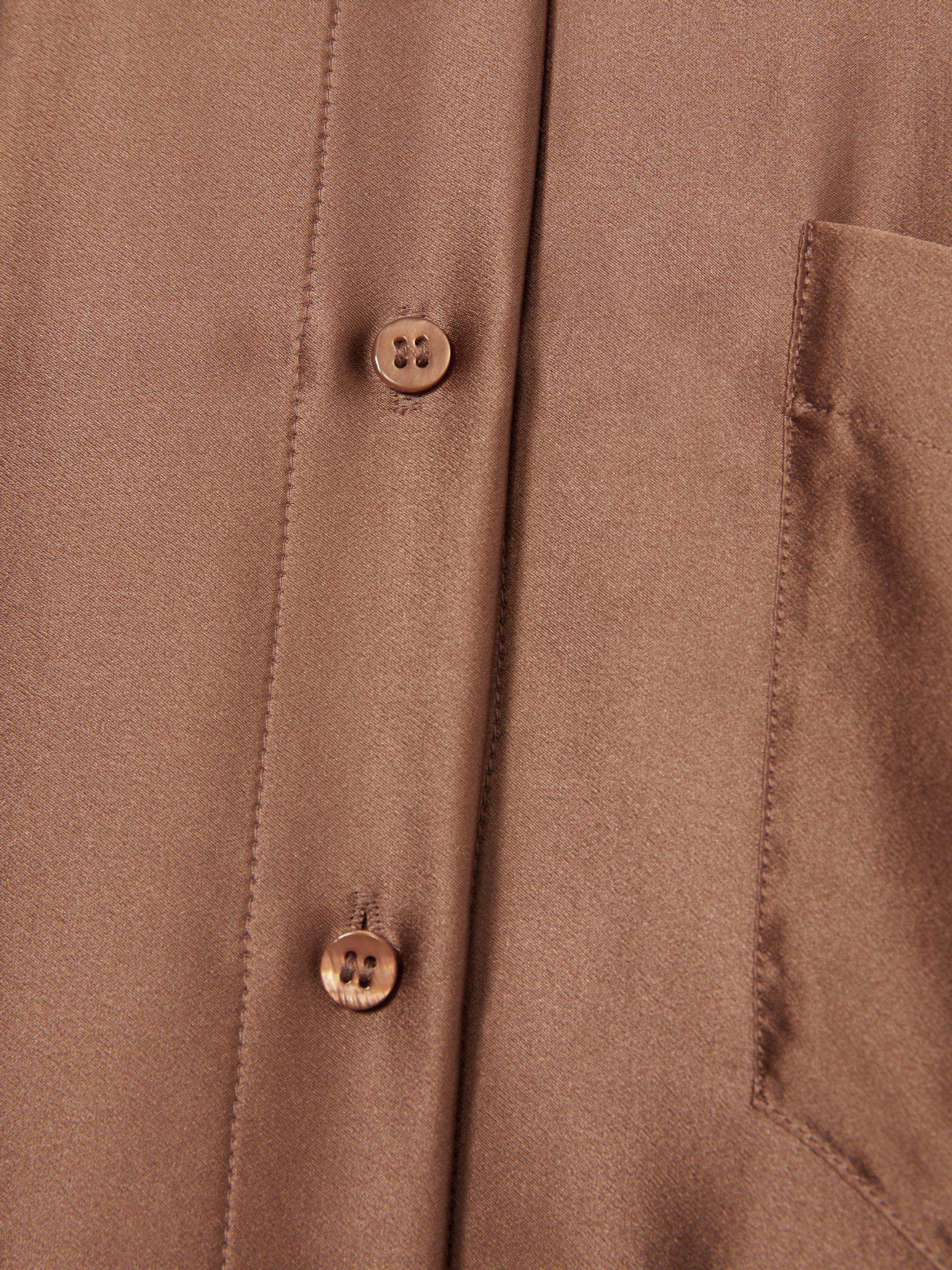 Silk Satin Grown On Sleeve Shirt in Taupe Product Image
