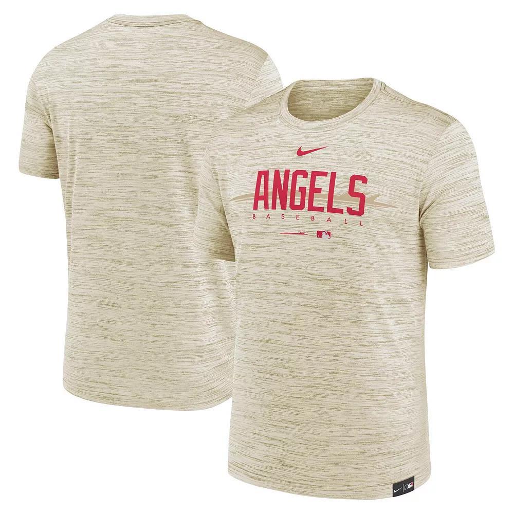 Men's Nike Cream Los Angeles Angels City Connect Velocity Practice Performance T-Shirt, Size: Small, Beige Product Image