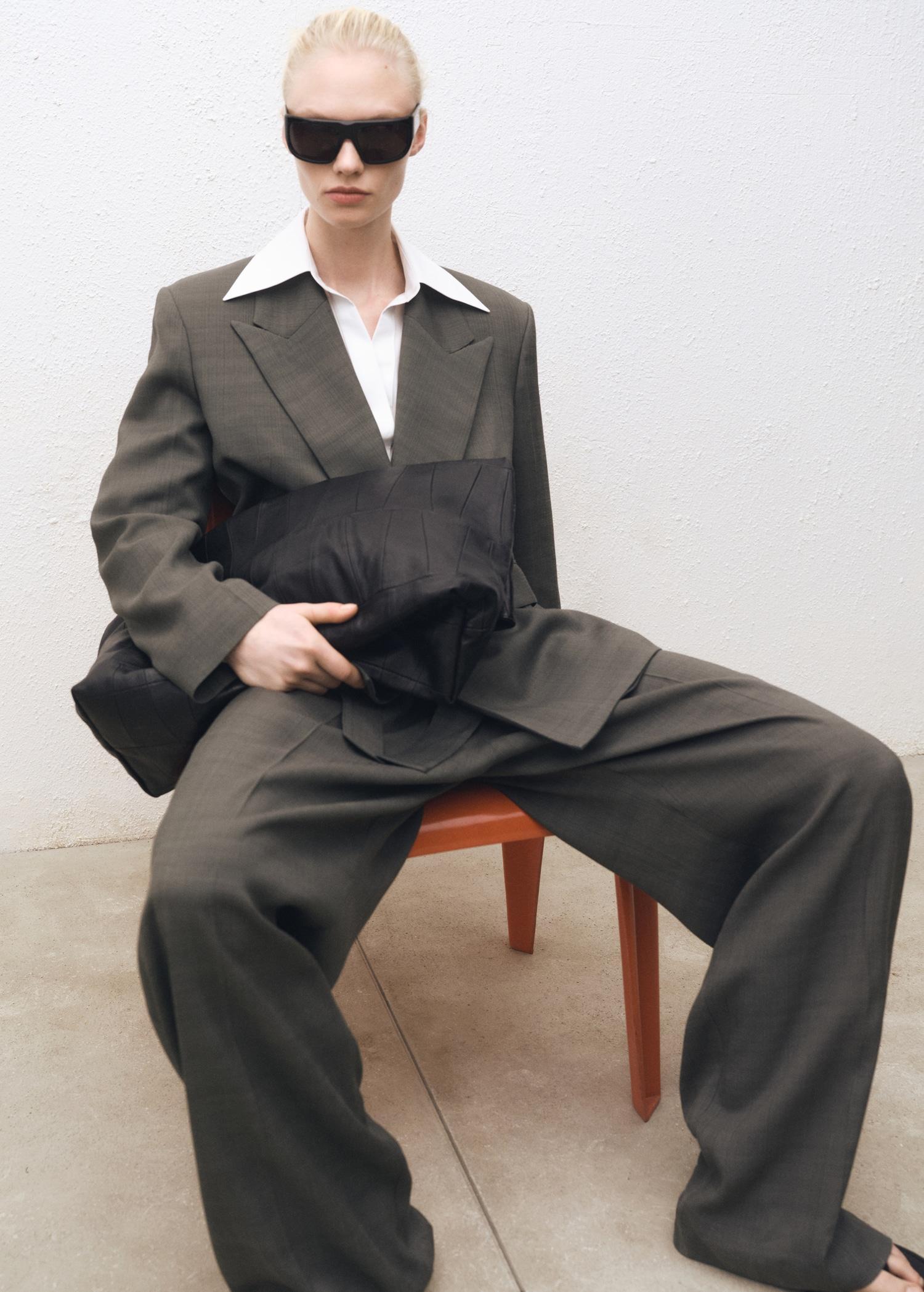 Oversized double-breasted suit blazer - Women | MANGO USA Product Image
