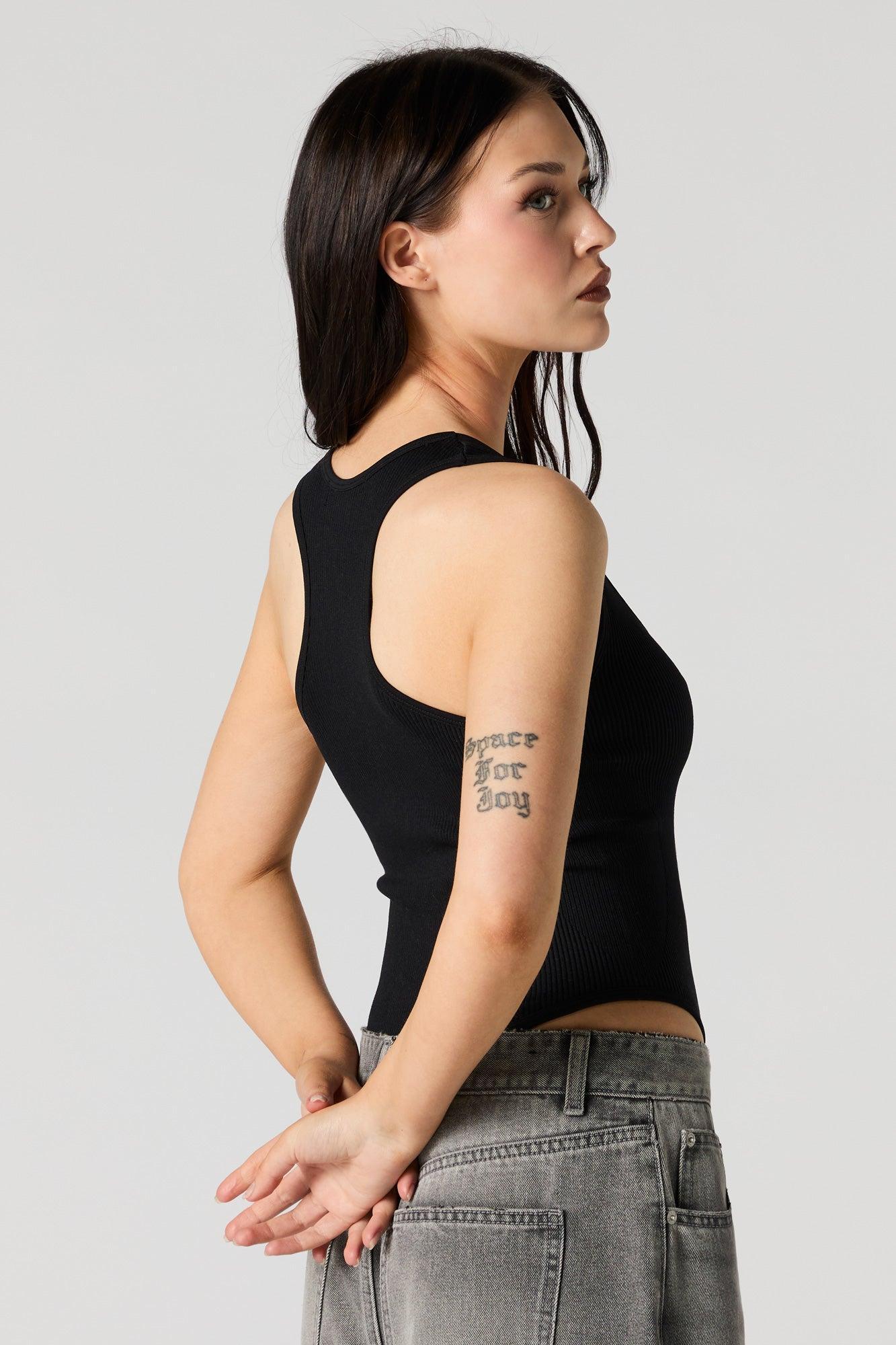 Ribbed Zip-Up Bodysuit Female Product Image