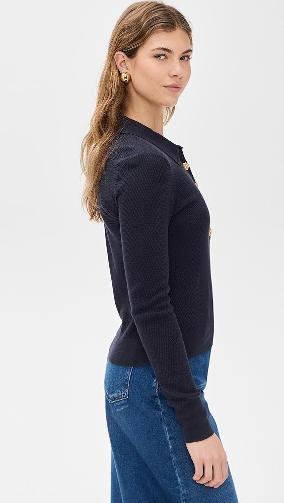 L'AGENCE Sterling Jewel Button Collar Sweater | Shopbop Product Image