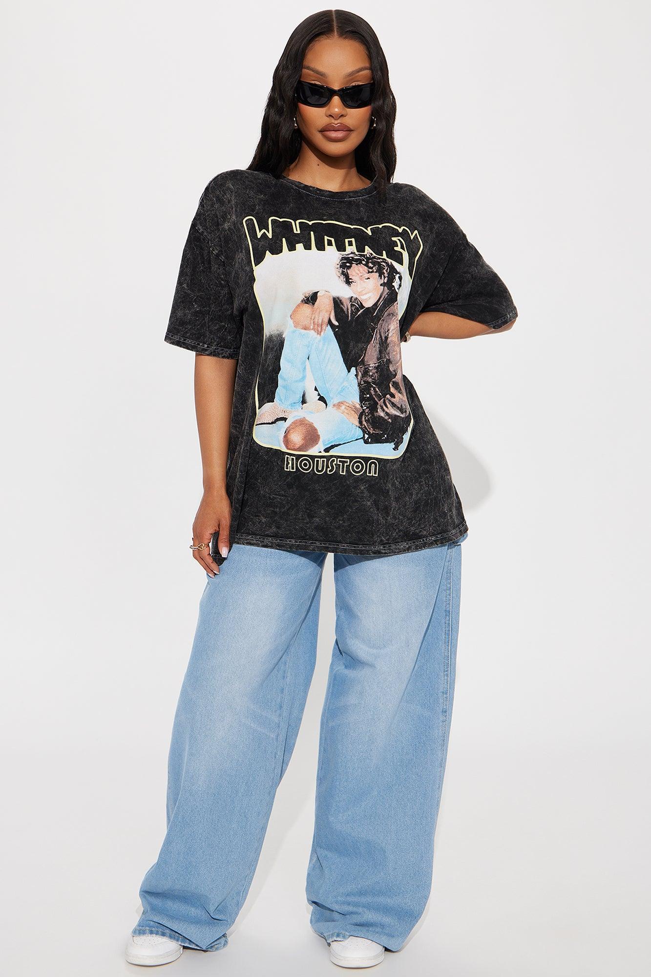Whitney Houston Washed Oversized Tee - Black Product Image