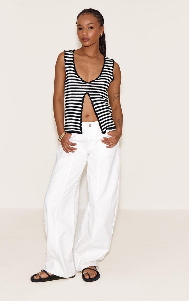 Petite Monochrome Knitted Split Front Detail Top Product Image