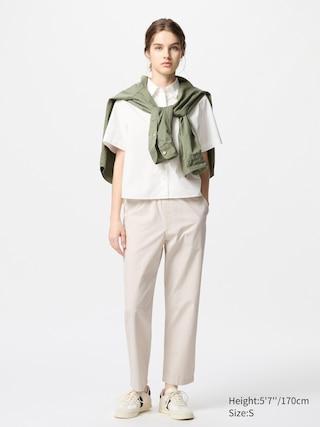 Womens Cotton Relaxed Ankle Pants Natural Large UNIQLO US Product Image