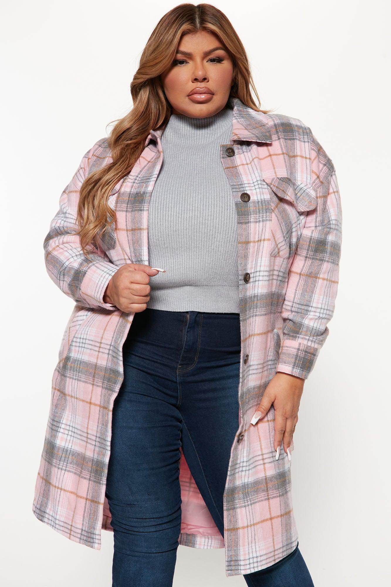 Get Lost Plaid Shacket - Pink Product Image