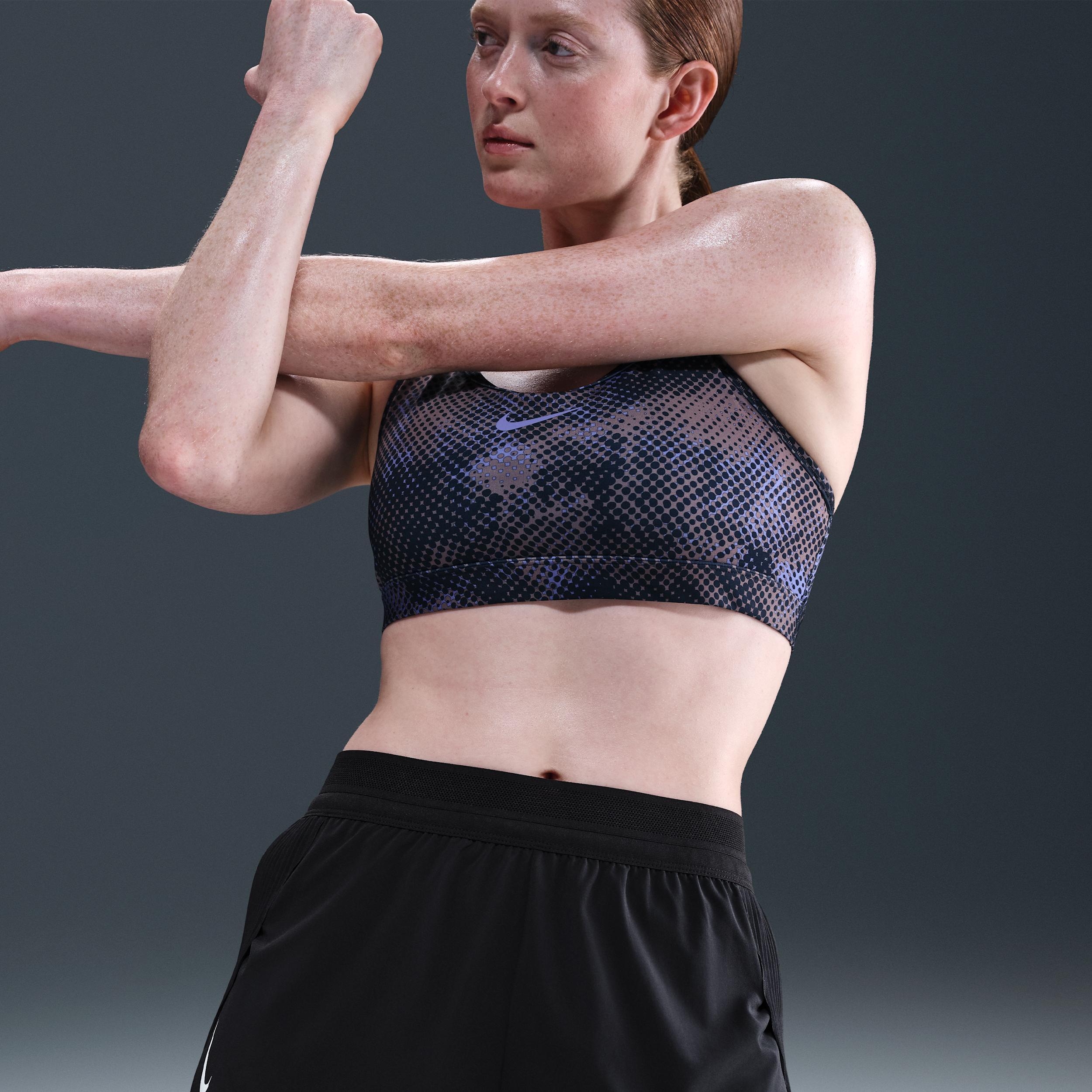 Nike Womens AeroSwift Dri-FIT ADV Mid-Rise 3 Inch Brief-Lined Shorts in Black/White Product Image