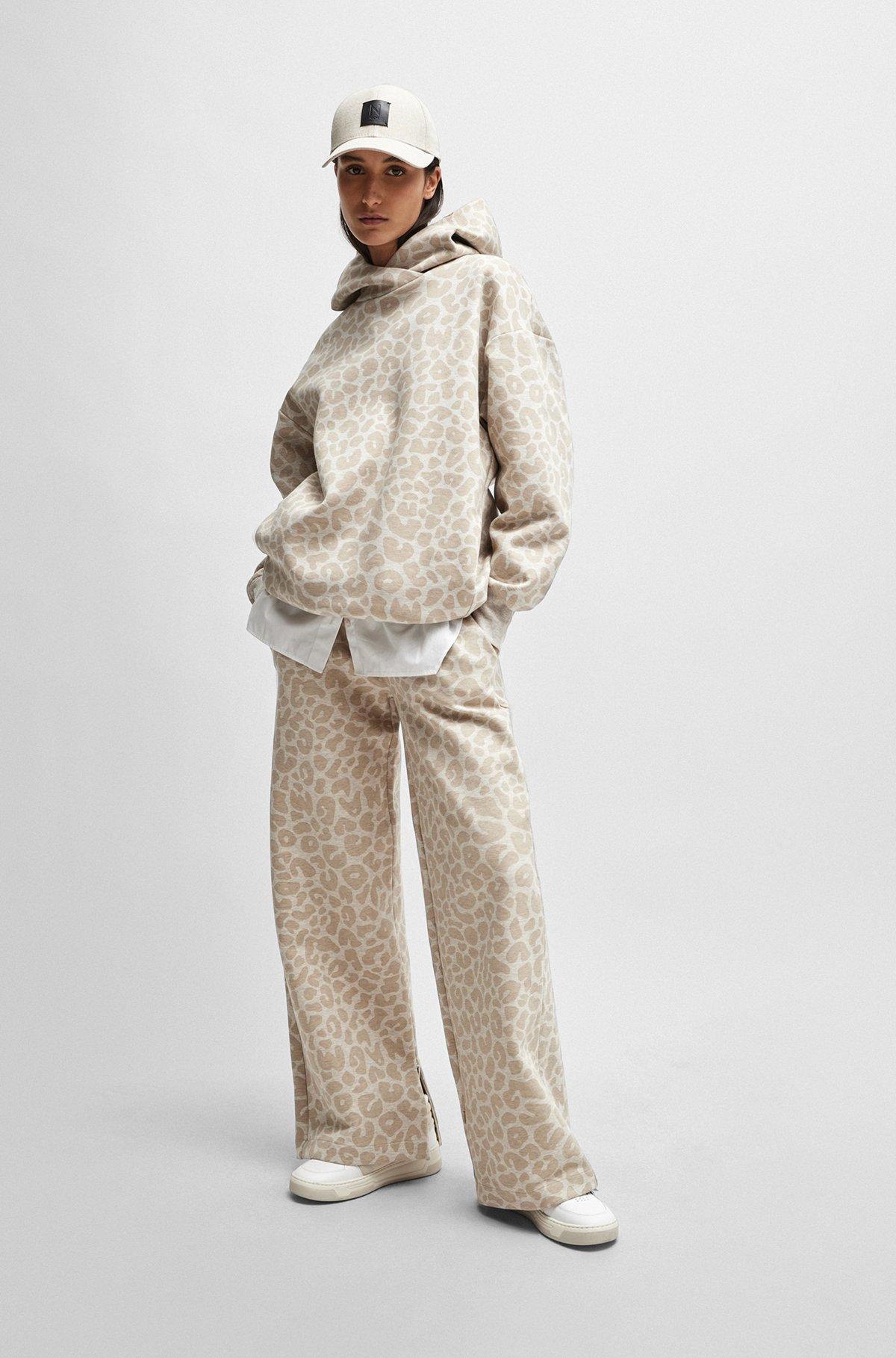 NAOMI x BOSS longline hoodie with leopard pattern Product Image