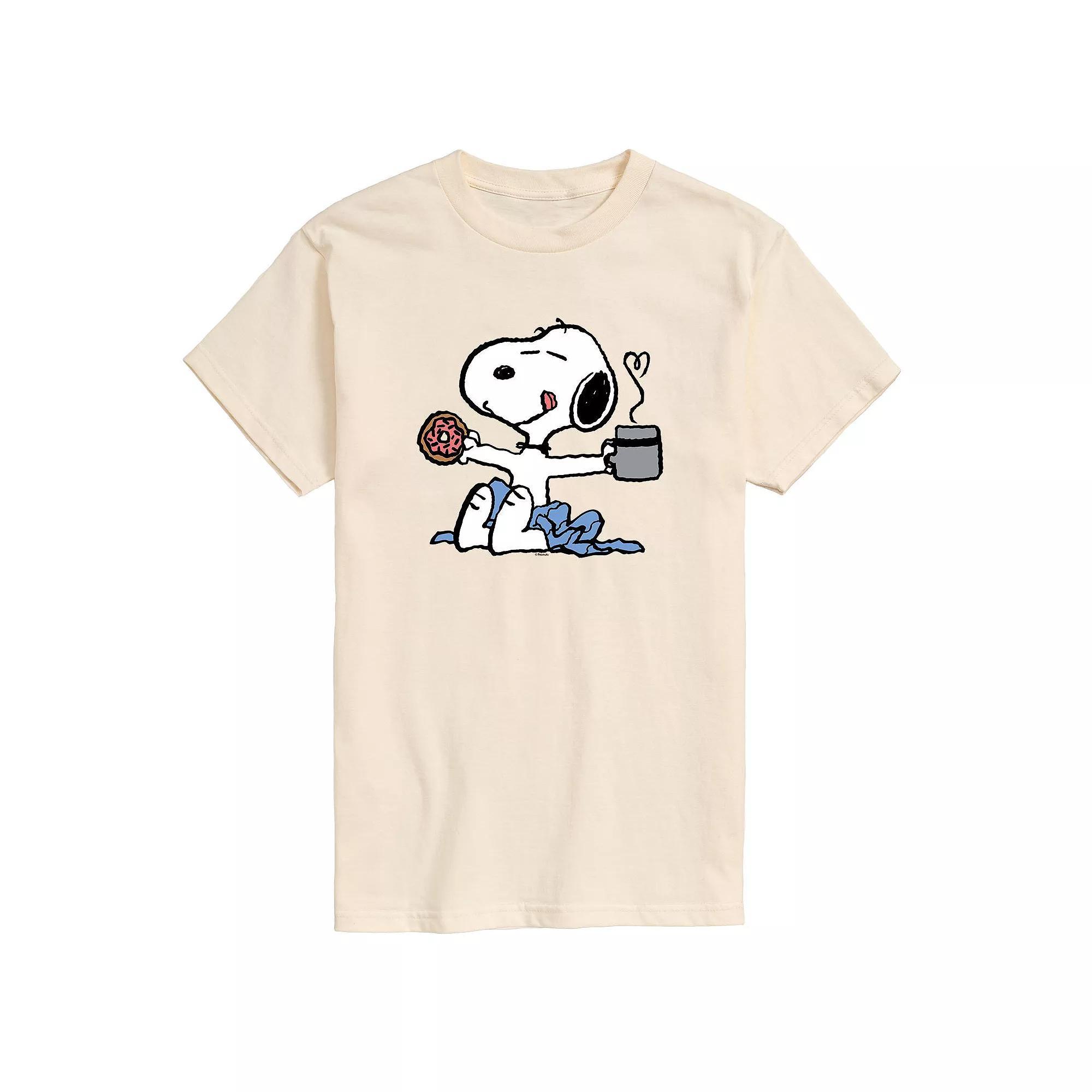 Mens Peanuts Donut Coffee Snoopy Tee Product Image